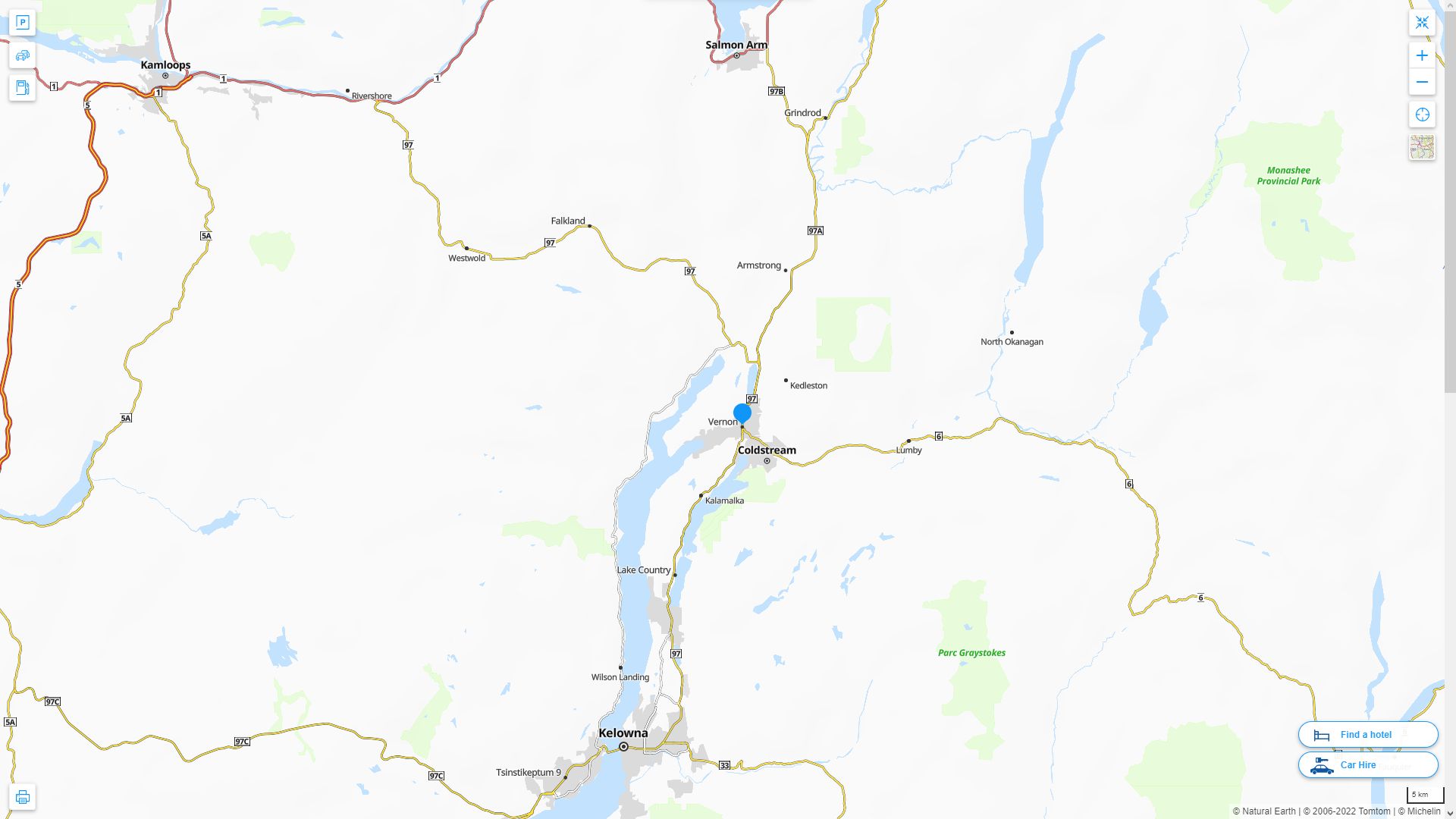 Vernon Canada Autoroute et carte routiere